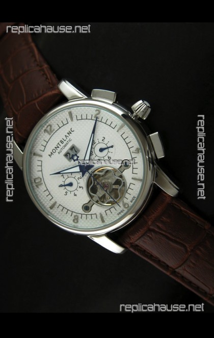 Mont Blanc Flying Tourbillon Japanese Replica Watch in White Dial