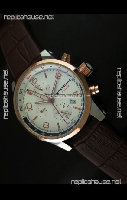 Mont Blanc UTC Japanese Replica Watch in Gold Bezel