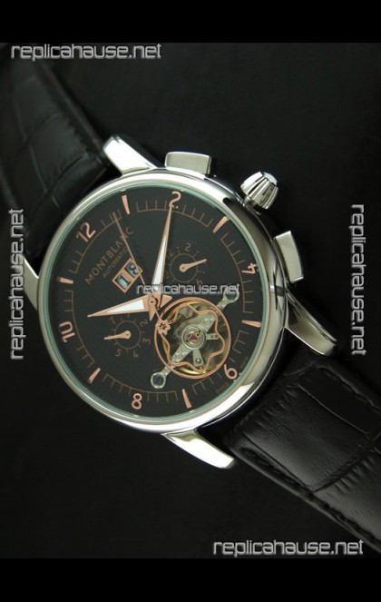 Mont Blanc Flying Tourbillon Japanese Replica Watch in Black Dial