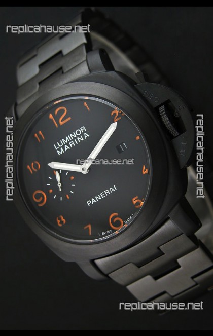 Panerai Luminor Marina Japanese Replica Watch in Orange Markers