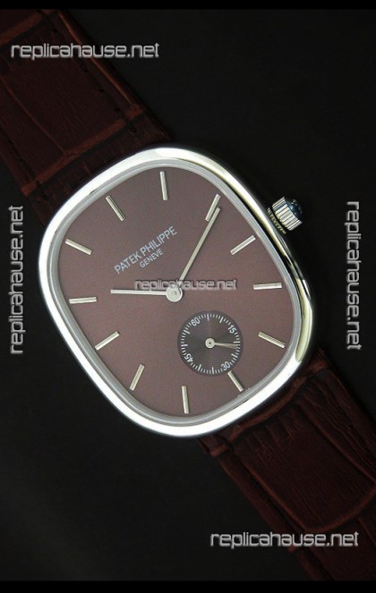 Patek Philippe Mens Golden Elipse Japanese Watch in Brown Dial