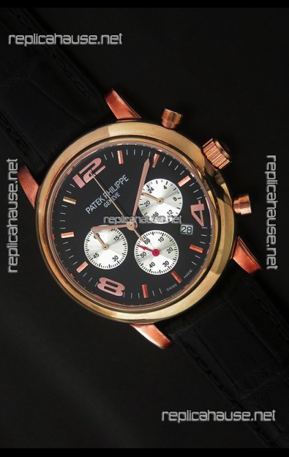 Patek Philippe Perpetual Calender Japanese Steel Watch in Rose Gold Casing