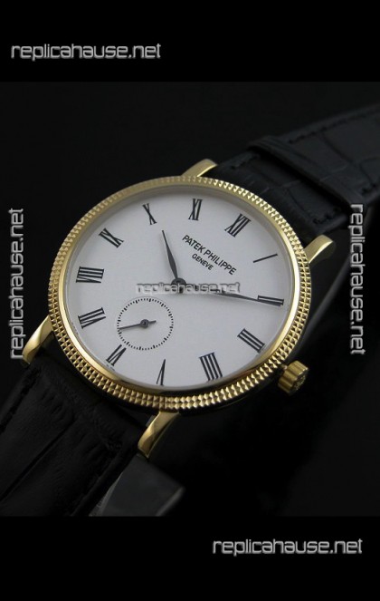 Patek Philippe Calatrava Japanese Mens Watch in Yellow Gold Case