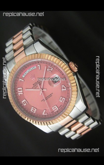 Rolex Oyster Perpetual Day Date II Japanese Replica Watch in Pink Dial