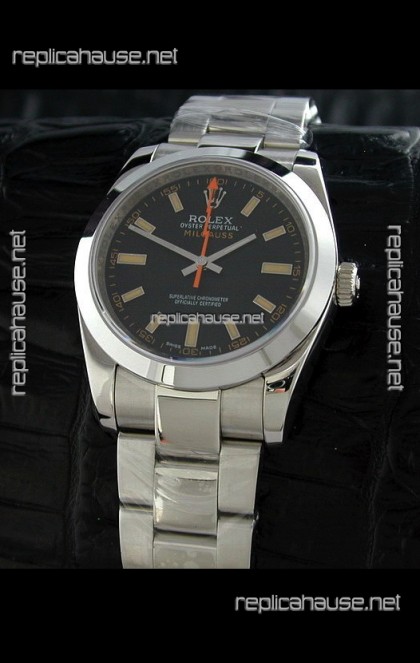 Rolex Oyster Perpetual Milgauss Swiss Replica Watch in Black Dial