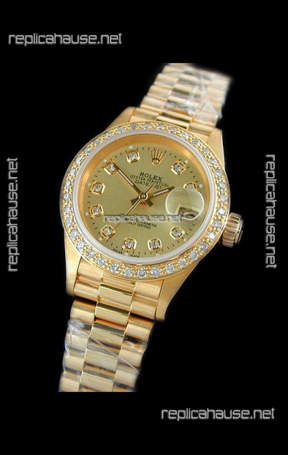 Rolex Datejust Ladies Swiss Replica Gold Watch