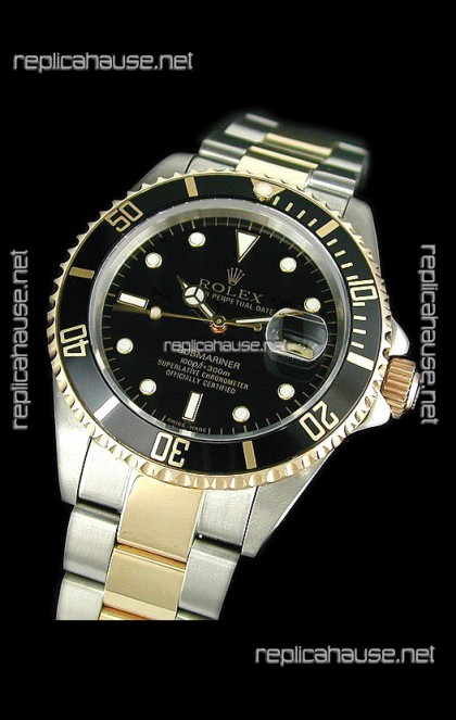 Rolex Submariner Japanese Watch in Black Bezel Two Tone Case