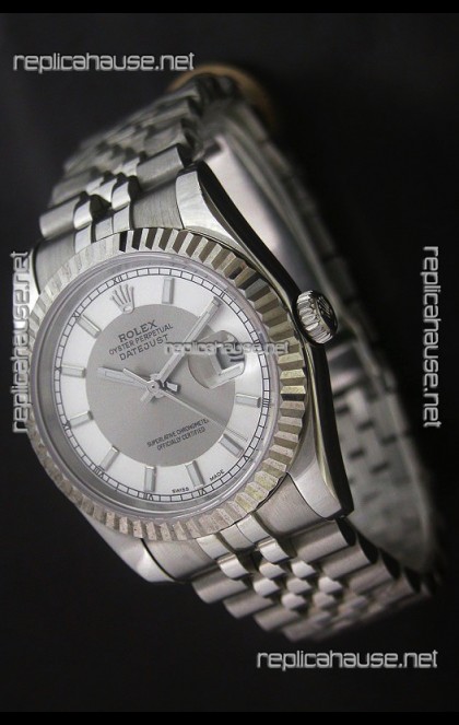 Rolex Datejust Oyster Perpetual Superlative ChronoMeter Replica Watch in White & Grey Dial