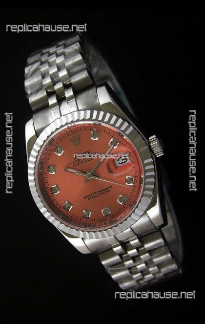 Rolex Datejust Mens Japanese Replica Watch in Orange Dial