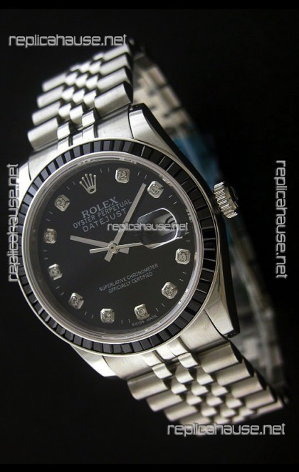 Rolex Datejust Swiss Replica Automatic Watch in Black Dial