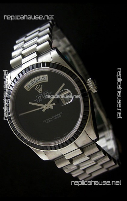 Rolex Day Date 2008 Swiss Replica Watch in Full Black Dial