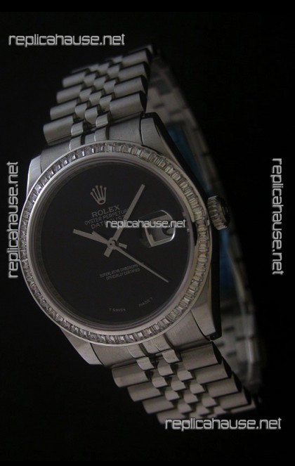 Rolex Datejust Japanese Replica Watch in Full Black Dial