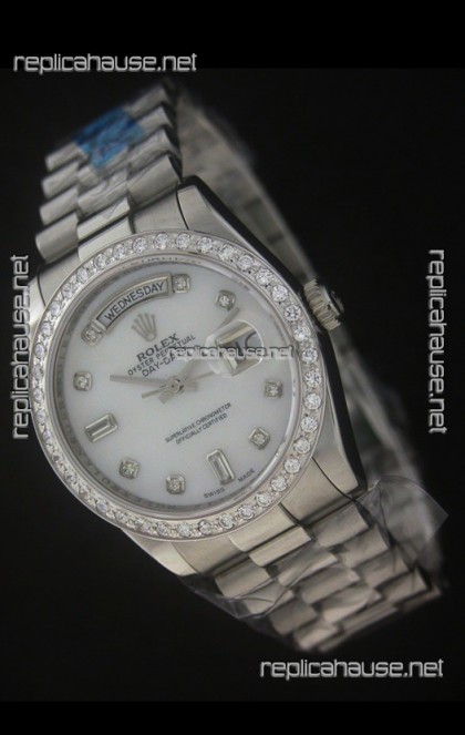 Rolex Day Date Just swiss Replica Watch in White Dial