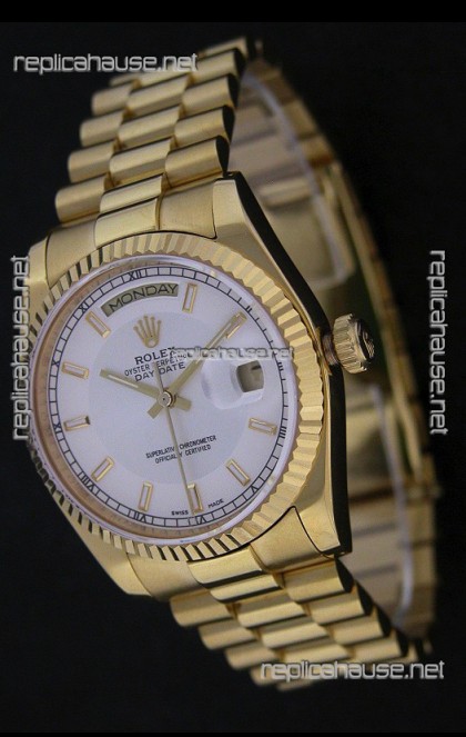 Rolex Day Date Just Japanese Replica Yellow Gold Watch 