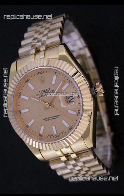 Rolex Datejust Japanese Replica Rose Gold Watch 