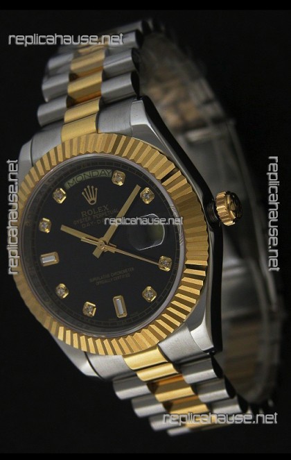 Rolex Datejust Japanese Replica Two Tone Yellow Gold Watch 