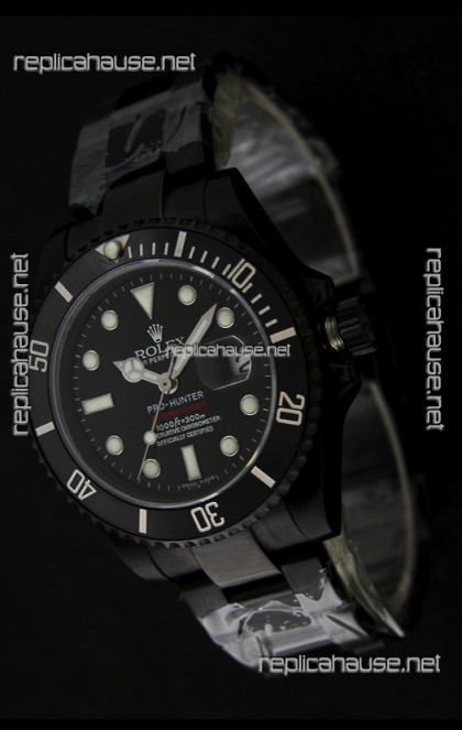 Rolex Submariner Pro Hunter Japanese PVD Watch in Black Carbon Dial