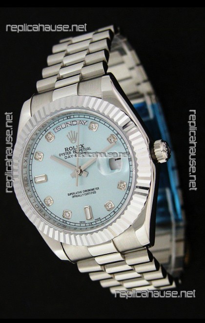 Rolex Oyster Perpetual Day Date Swiss Replica Watch in Light Green Dial