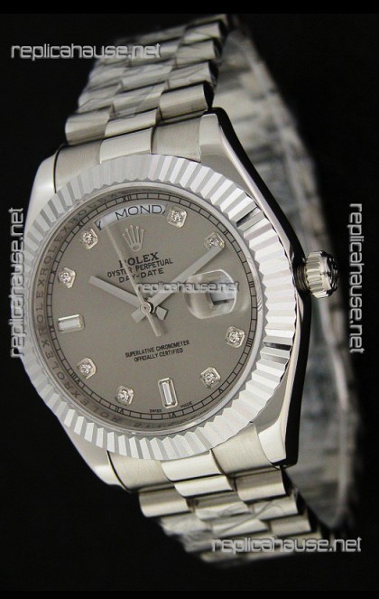 Rolex Oyster Perpetual Day Date Japanese Replica Watch in Grey Dial