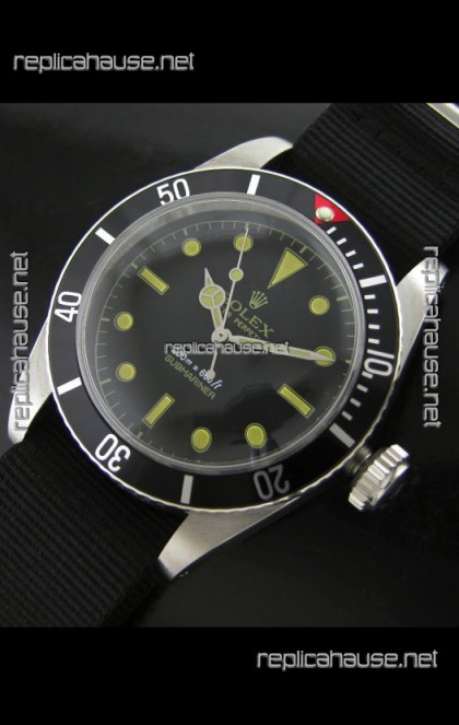 Rolex Submariner Swiss Replica Watch in Domed Crystal Nylon Strap