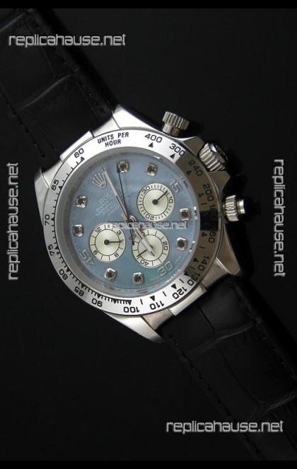 Rolex Daytona Japanese Replica Steel Watch in Light Blue Dial