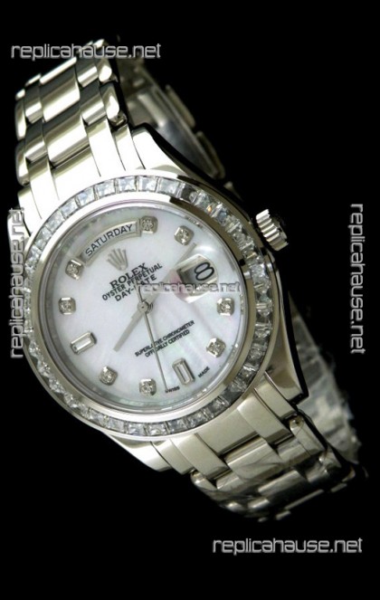 Rolex Oyster Perpetual Day Date Swiss Automatic Watch in Mop White Dial