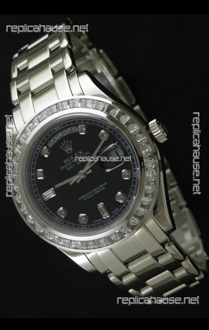 Rolex Oyster Perpetual Day Date Japanese Automatic Watch in Black Dial