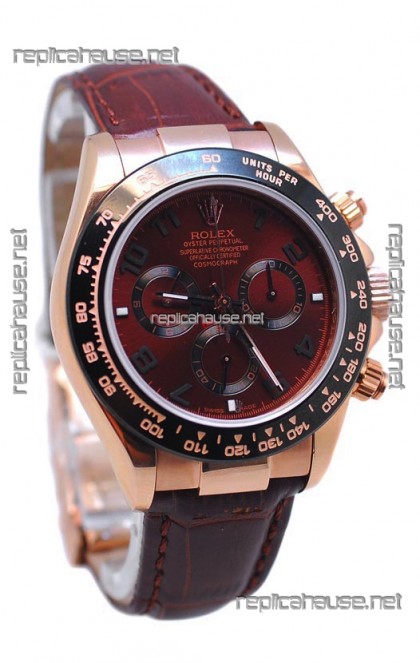 Rolex Daytona Chronograph MonoBloc Cerachrom Bezel Swiss Replica Rose Gold Plated Watch