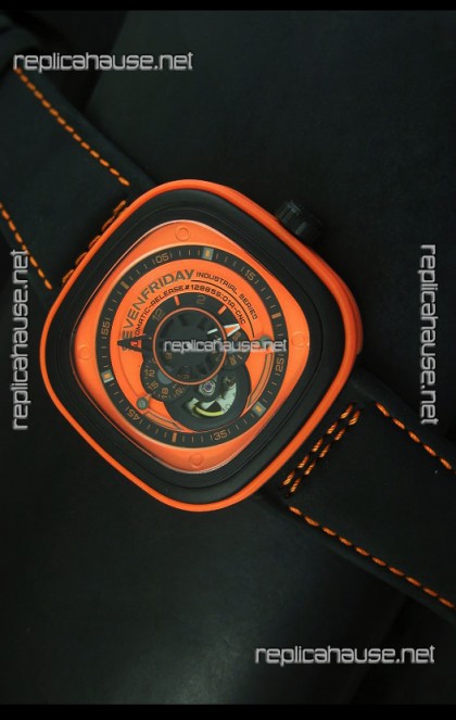 SevenFriday P-32 Black and Orange with Original Miyota 82S7 Movement - 1:1 Mirror Quality