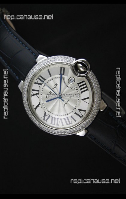 Cartier Balon de Swiss Replica Automatic Watch in White Dial
