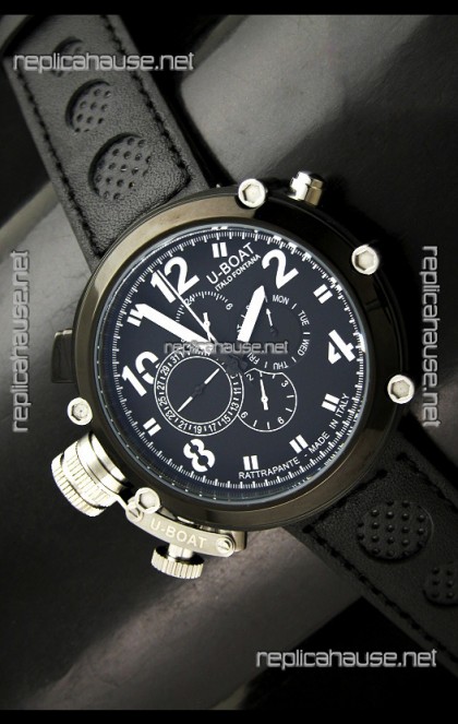 U-Boat Flightdeck Rattrapante Japanese Automatic Watch in Black Dial