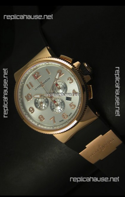 Ulysse Nardin Marine Chronograph Rose Gold Steel Arabic Black Dial - 1:1 Mirror Replica