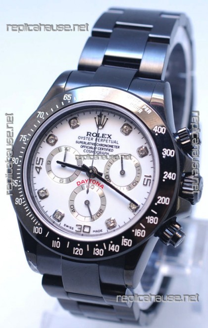 Rolex Cosmograph Project X Editions Black Out Daytona Swiss Replica Watch in Diamond Markers