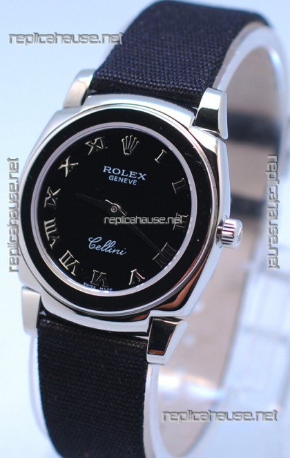 Rolex Cellini Cestello Ladies Swiss Black Watch in Roman Markers