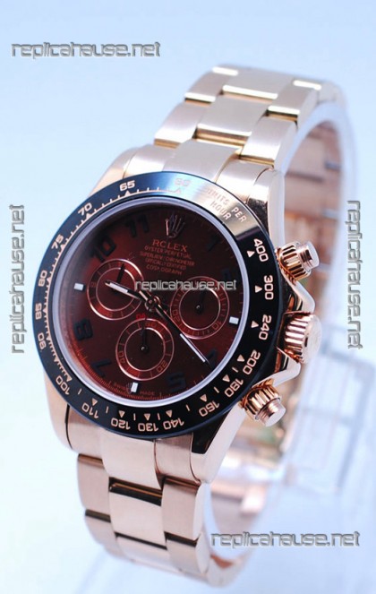 Rolex Daytona Chronograph MonoBloc Cerachrom Bezel Swiss Replica Watch in Brown Dial