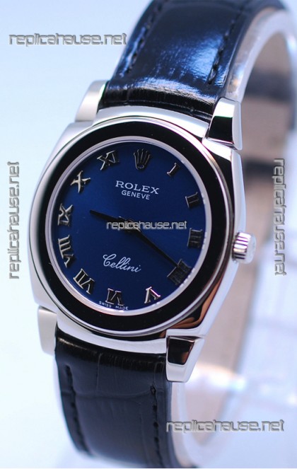 Rolex Cellini Cestello Ladies Swiss Blue Watch in Roman Markers
