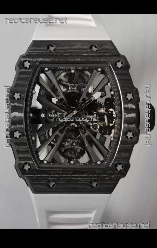 Richard Mille RM12-01 Carbon Fiber Case Genuine Tourbillon Movement 1:1 Mirror Replica Watch
