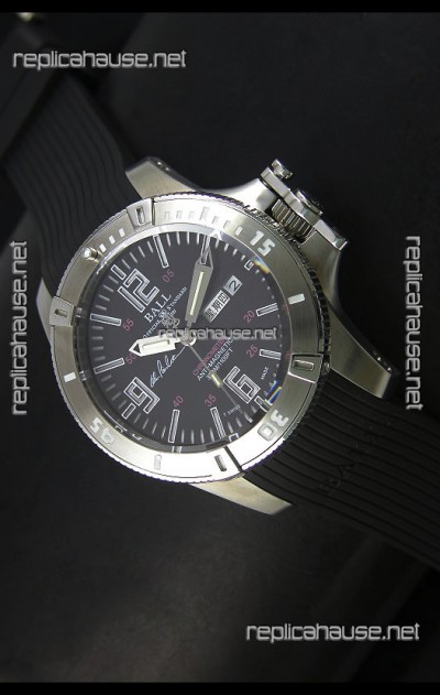 Ball Hydrocarbon Spacemaster Automatic Day Date Rubber Strap in Black Dial - Original Citizen Movement 