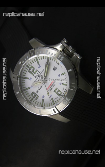 Ball Hydrocarbon Spacemaster Automatic Rubber Strap in White Dial - Original Citizen Movement 