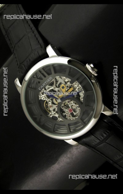 Cartier Ronde de Japanese Replica Watch in Skelton Grey Dial