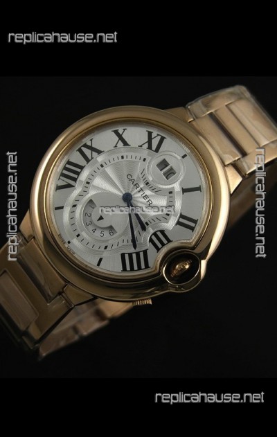 Cartier Ballon Blue de Japanese Replica Watch in Pink Gold Strap