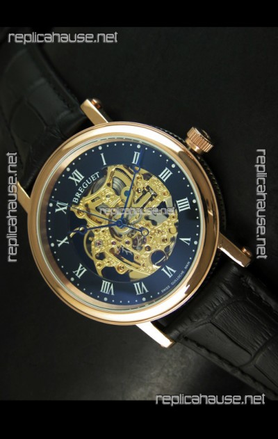 Breguet Classique Japanese Automatic Watch in Gold Skeleton Dial - Arabic Hour Numerals