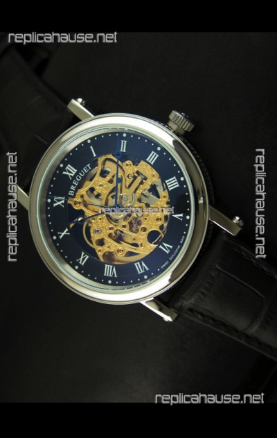 Breguet Classique Japanese Automatic Watch in Gold Skeleton Dial - Arabic Hour Numerals