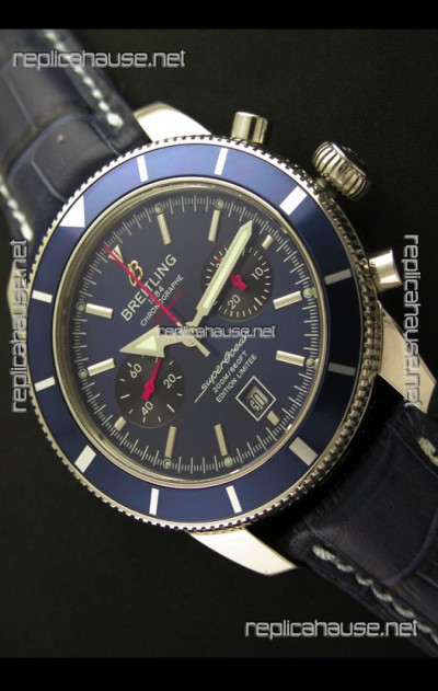 Breiting Superocean 2010 Heritage Swiss Chronograph Watch in Blue