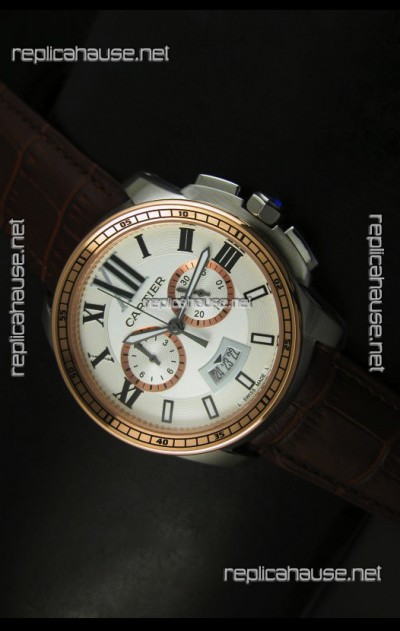 Calibre De Cartier Chronograph Japanese Replica Watch in Two Tone