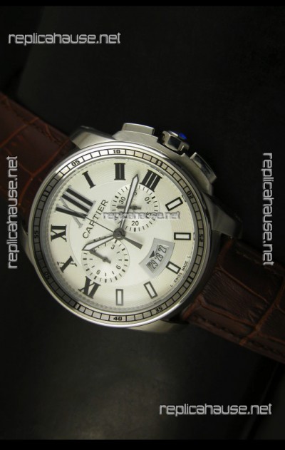 Calibre De Cartier Chronograph Japanese Replica Watch in Steel