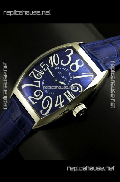 Franck Muller Crazy Hours Japanese Replica Watch in Blue Dial