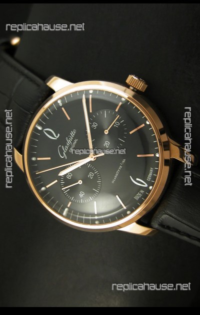 Glashuette Senator Japanese Replica Watch in 18K Pink Gold Case