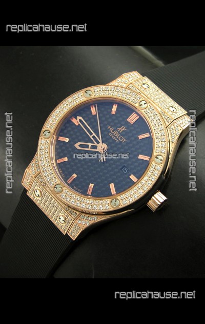 Hublot Big Bang Classic Fusion Swiss Watch in Diamonds Embedded Case