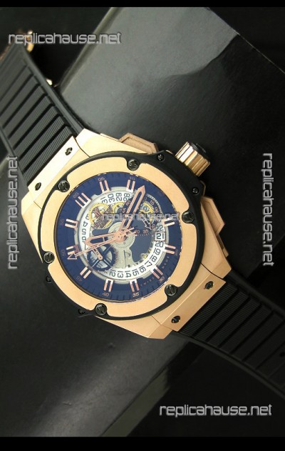 Hublot Big Bang King Power Skeleton Swiss Watch in Rose Gold